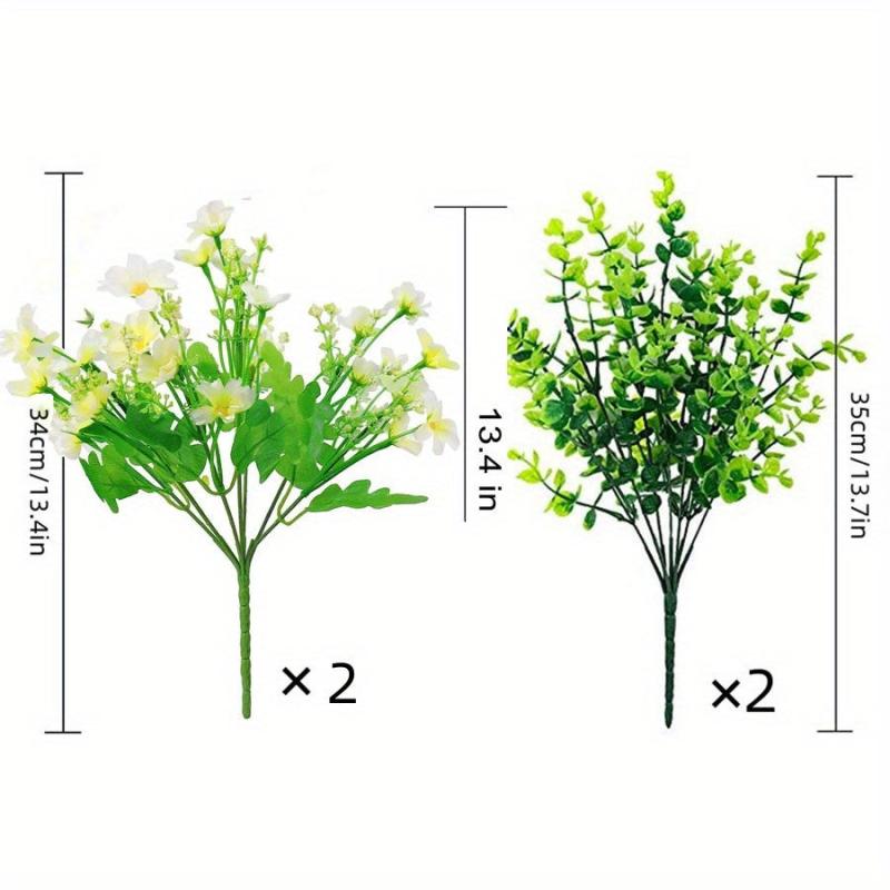 4 UV Resistant Outdoor Artificial Daisy Boxwood Plants