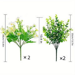 4 UV Resistant Outdoor Artificial Daisy Boxwood Plants