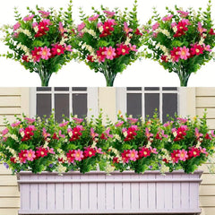 4 UV Resistant Outdoor Artificial Daisy Boxwood Plants