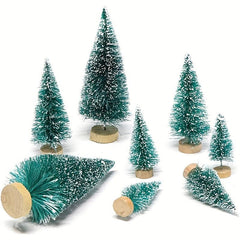 24pcs Mini Christmas Sisal Snow Frost Tree with Wooden Bottling Brush