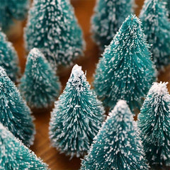 24pcs Mini Christmas Sisal Snow Frost Tree with Wooden Bottling Brush