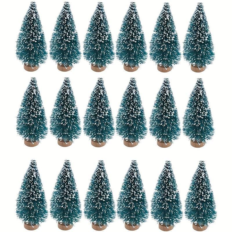 24pcs Mini Christmas Sisal Snow Frost Tree with Wooden Bottling Brush