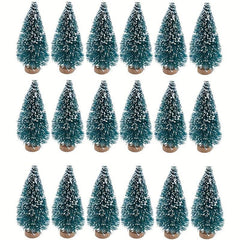 24pcs Mini Christmas Sisal Snow Frost Tree with Wooden Bottling Brush