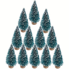 24pcs Mini Christmas Sisal Snow Frost Tree with Wooden Bottling Brush
