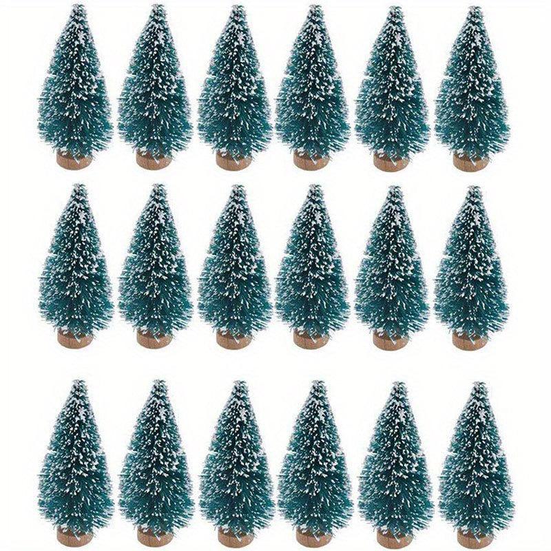 24pcs Mini Christmas Sisal Snow Frost Tree with Wooden Bottling Brush