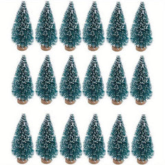 24pcs Mini Christmas Sisal Snow Frost Tree with Wooden Bottling Brush