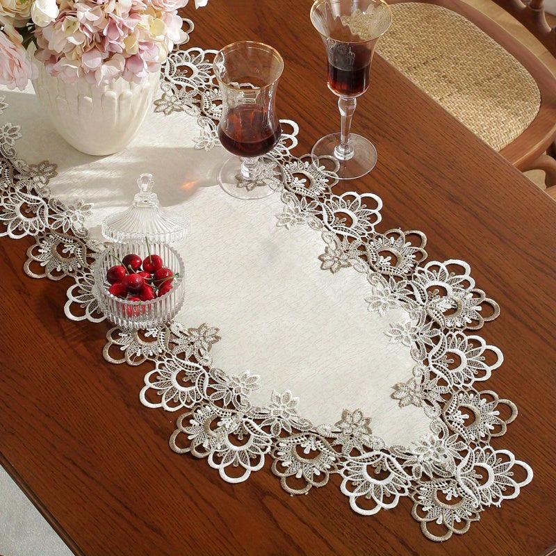 Leather Tablecloth with Coffee Lace for Weddings and Home Decor