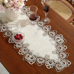 Leather Tablecloth with Coffee Lace for Weddings and Home Decor