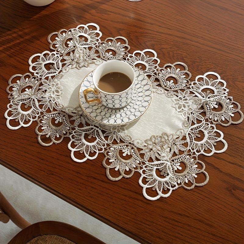 Leather Tablecloth with Coffee Lace for Weddings and Home Decor