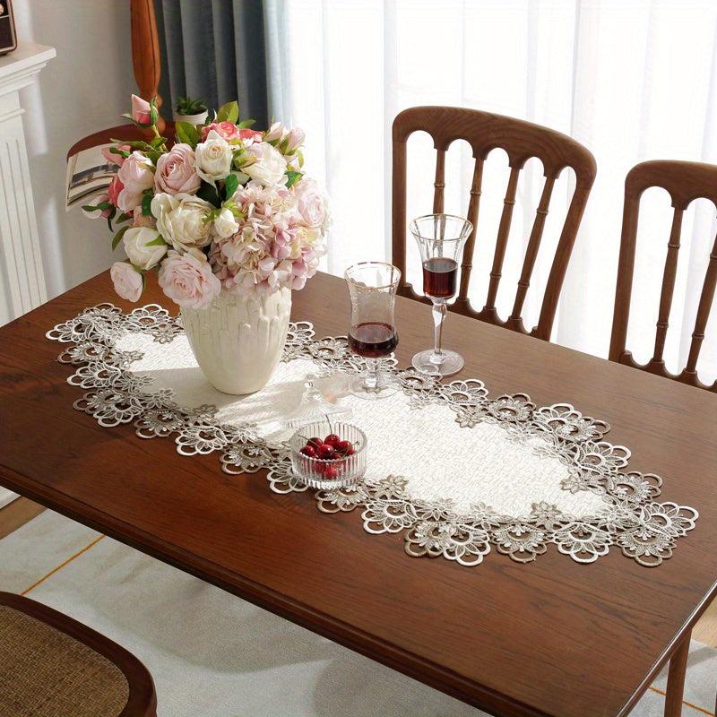 Leather Tablecloth with Coffee Lace for Weddings and Home Decor