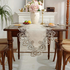 Leather Tablecloth with Coffee Lace for Weddings and Home Decor