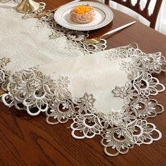 Leather Tablecloth with Coffee Lace for Weddings and Home Decor