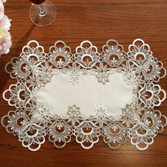 Leather Tablecloth with Coffee Lace for Weddings and Home Decor