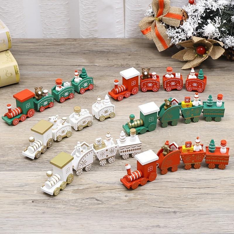 1pc Wooden Christmas Train Holiday Gift Window Display