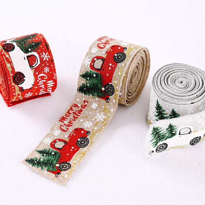 Christmas Ribbon Classic Wrapping Tree Wreath Bows Fabric Swirl Burlap Ribbon