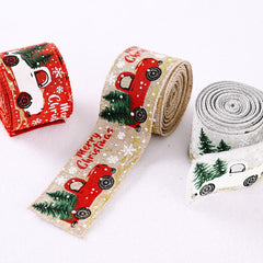 Christmas Ribbon Classic Wrapping Tree Wreath Bows Fabric Swirl Burlap Ribbon