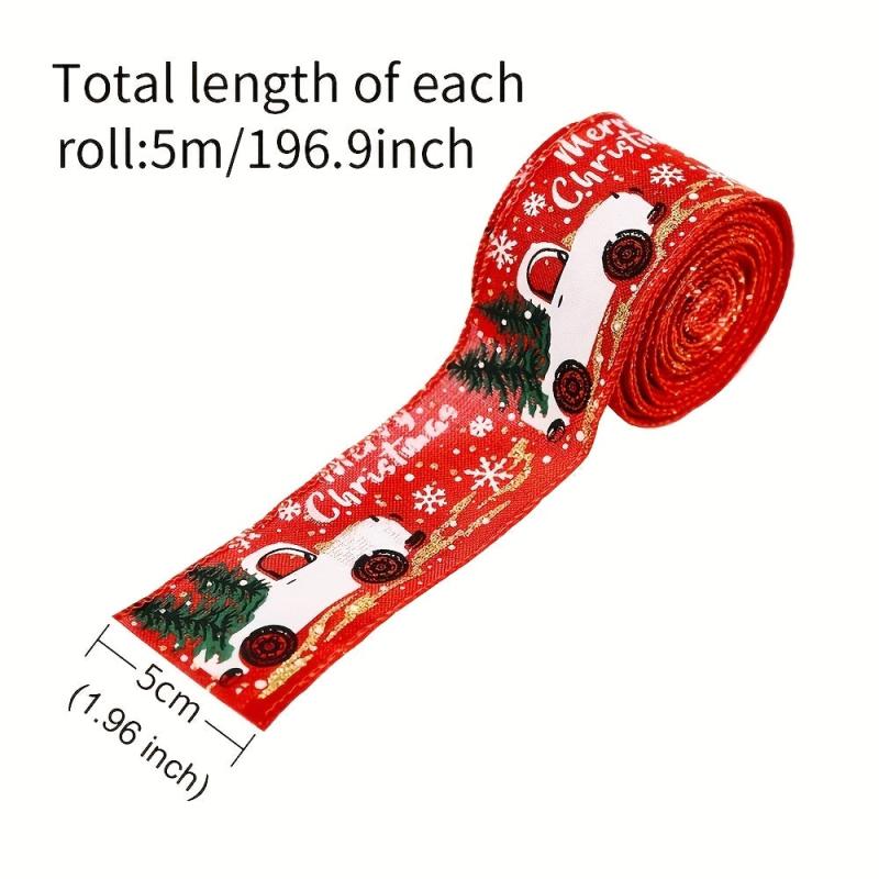 Christmas Ribbon Classic Wrapping Tree Wreath Bows Fabric Swirl Burlap Ribbon