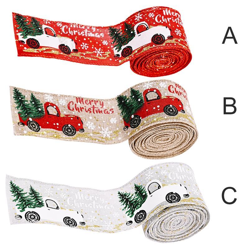 Christmas Ribbon Classic Wrapping Tree Wreath Bows Fabric Swirl Burlap Ribbon