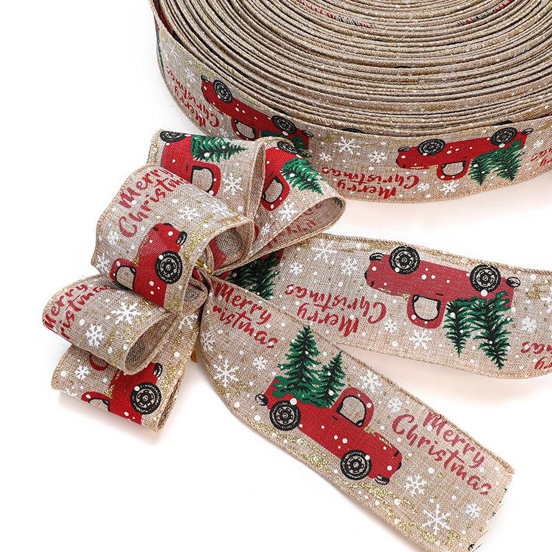 Christmas Ribbon Classic Wrapping Tree Wreath Bows Fabric Swirl Burlap Ribbon