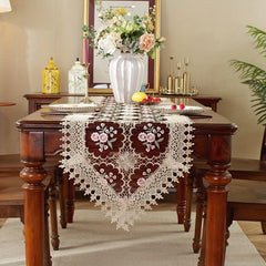 Light Coffee Embroidery Table Runner for Home Decor & Holidays
