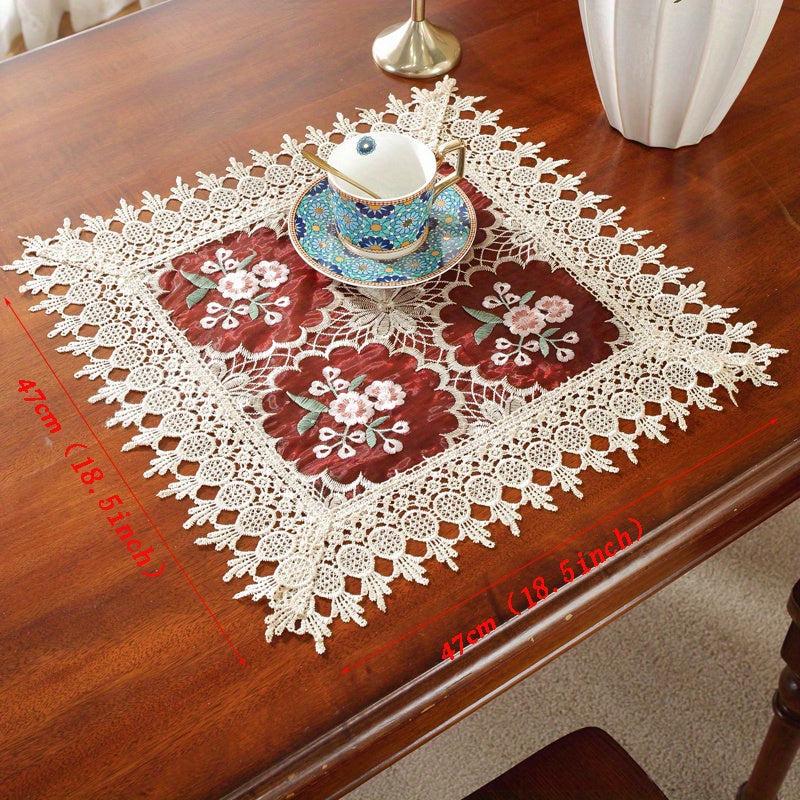 Light Coffee Embroidery Table Runner for Home Decor & Holidays