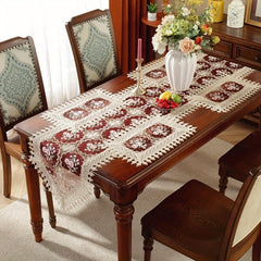 Light Coffee Embroidery Table Runner for Home Decor & Holidays