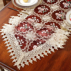 Light Coffee Embroidery Table Runner for Home Decor & Holidays
