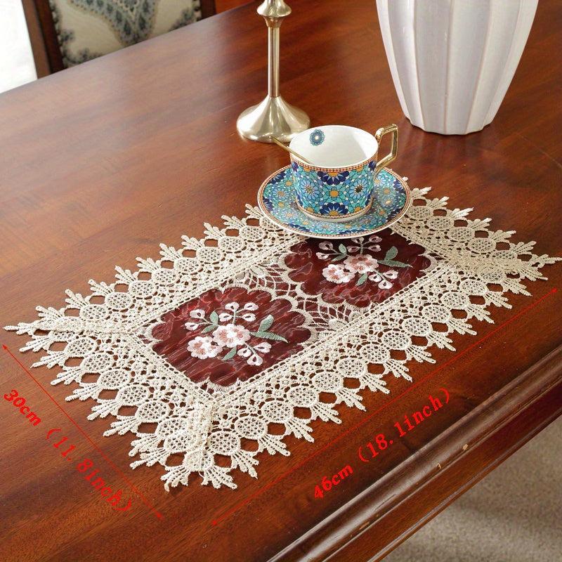 Light Coffee Embroidery Table Runner for Home Decor & Holidays