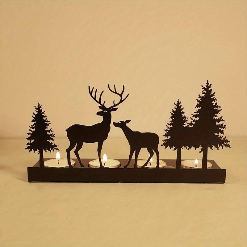 Iron Metal Elk Candle Holder for Christmas Home Decoration