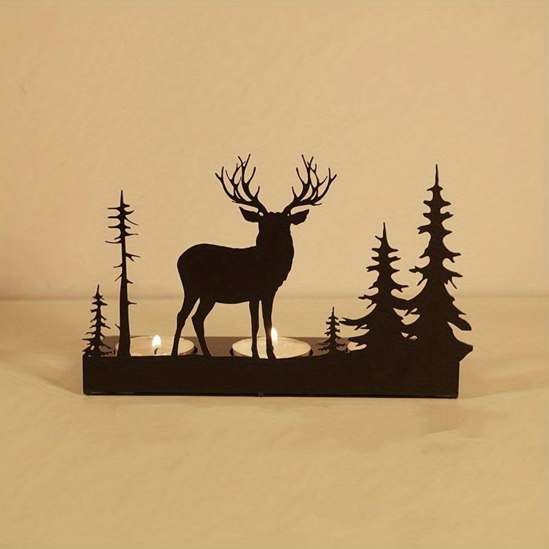 Iron Metal Elk Candle Holder for Christmas Home Decoration
