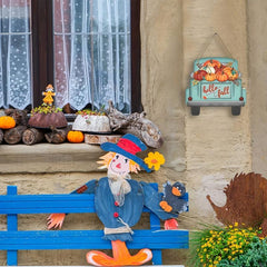 10in Fall Hanging Vehicle Signs Door Hanging Thanksgiving Pumpkin Truck Hanging