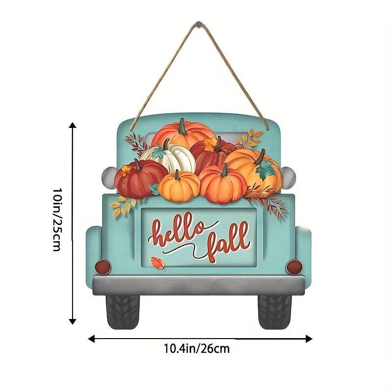 10in Fall Hanging Vehicle Signs Door Hanging Thanksgiving Pumpkin Truck Hanging
