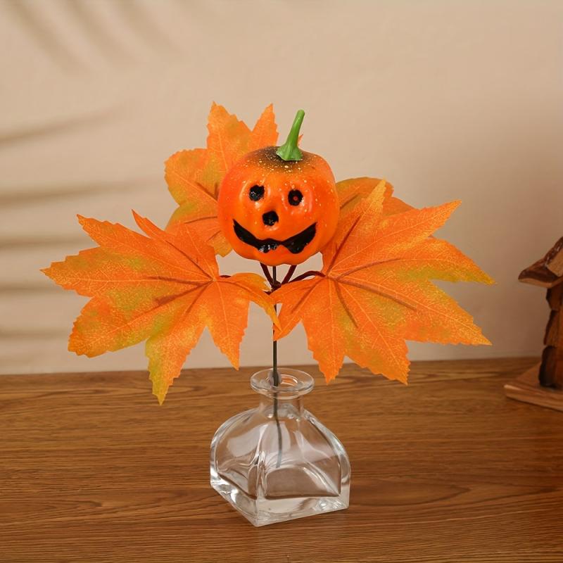 Autumn Halloween Pumpkin Maple Leaf Wreath Decoration