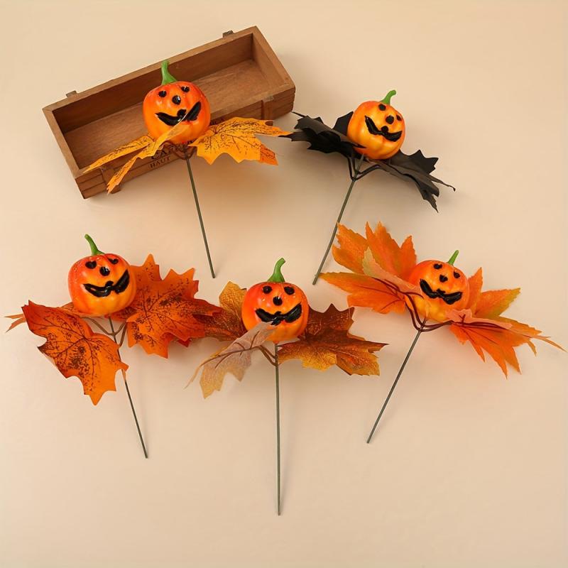 Autumn Halloween Pumpkin Maple Leaf Wreath Decoration