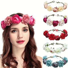 Rose Flower Wreath Headband for Beach Weddings