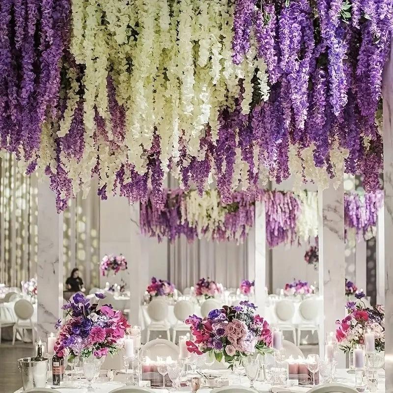5pcs Artificial Wisteria Hanging Flowers for Home Party Wedding Decor