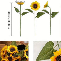 10pcs Artificial Sunflowers Faux Silk Stems Wedding Bouquet Home Decor
