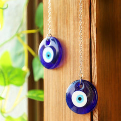 2pcs Glass Evil Eye Necklace & Leather Rope Holiday Accessory