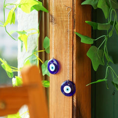 2pcs Glass Evil Eye Necklace & Leather Rope Holiday Accessory