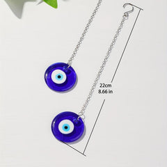 2pcs Glass Evil Eye Necklace & Leather Rope Holiday Accessory