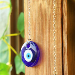 2pcs Glass Evil Eye Necklace & Leather Rope Holiday Accessory