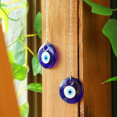 2pcs Glass Evil Eye Necklace & Leather Rope Holiday Accessory
