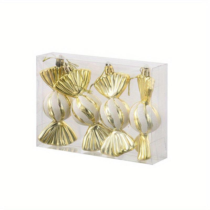 4pcs Sweet Shaped Baubles and Glittery Decorations Christmas Ornaments