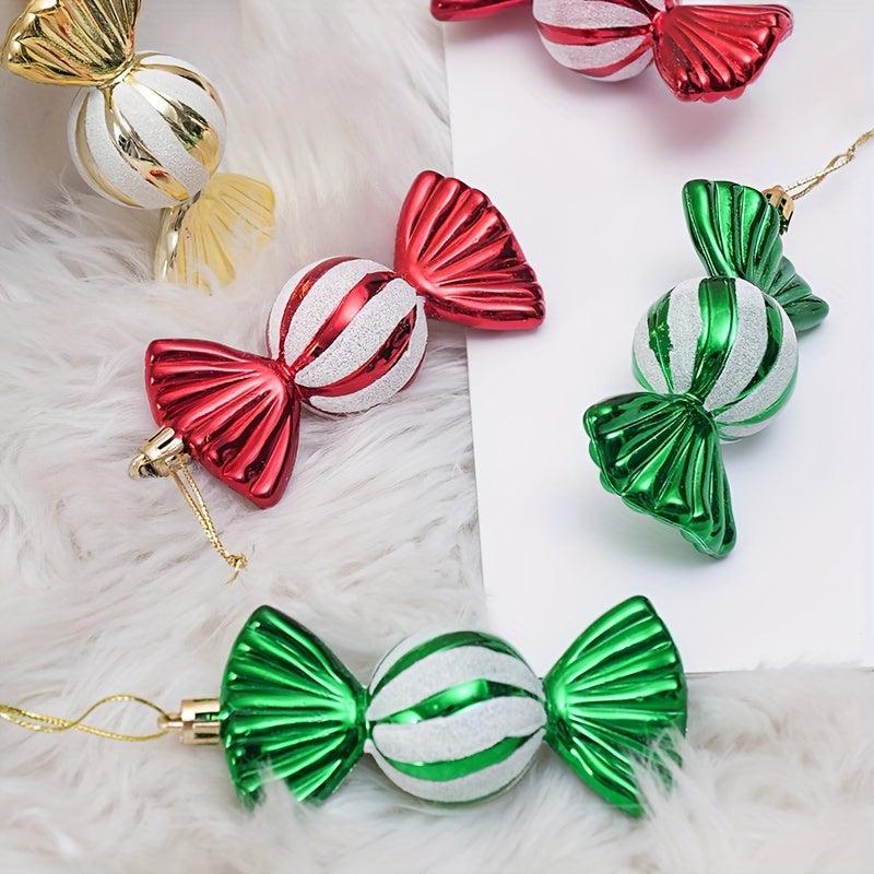 4pcs Sweet Shaped Baubles and Glittery Decorations Christmas Ornaments