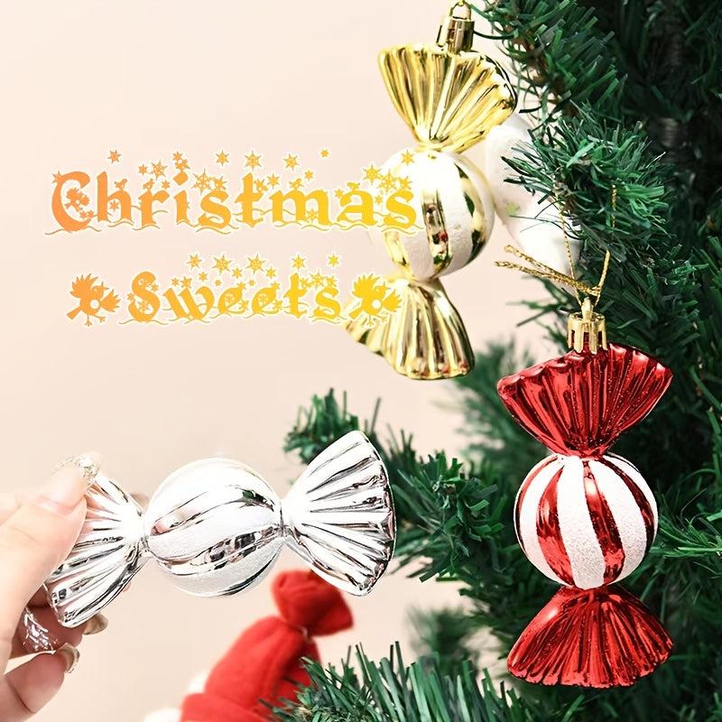 4pcs Sweet Shaped Baubles and Glittery Decorations Christmas Ornaments