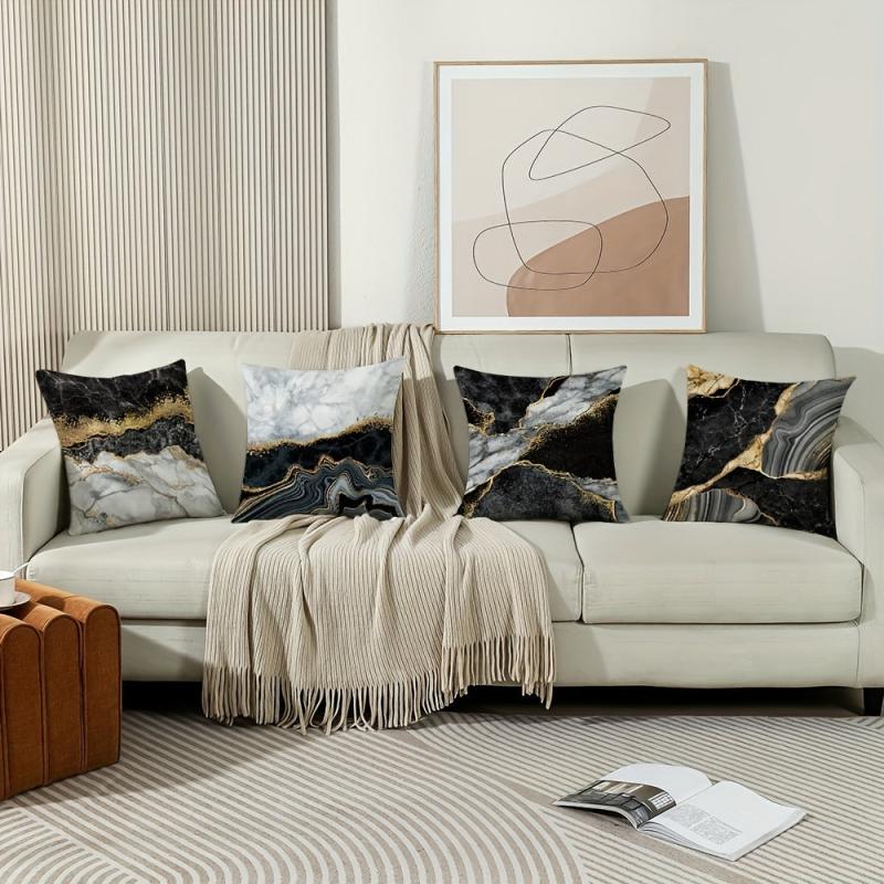 4pcs Marble Throw Pillow Covers 44 96 X 44 96 Cm Abstract Design