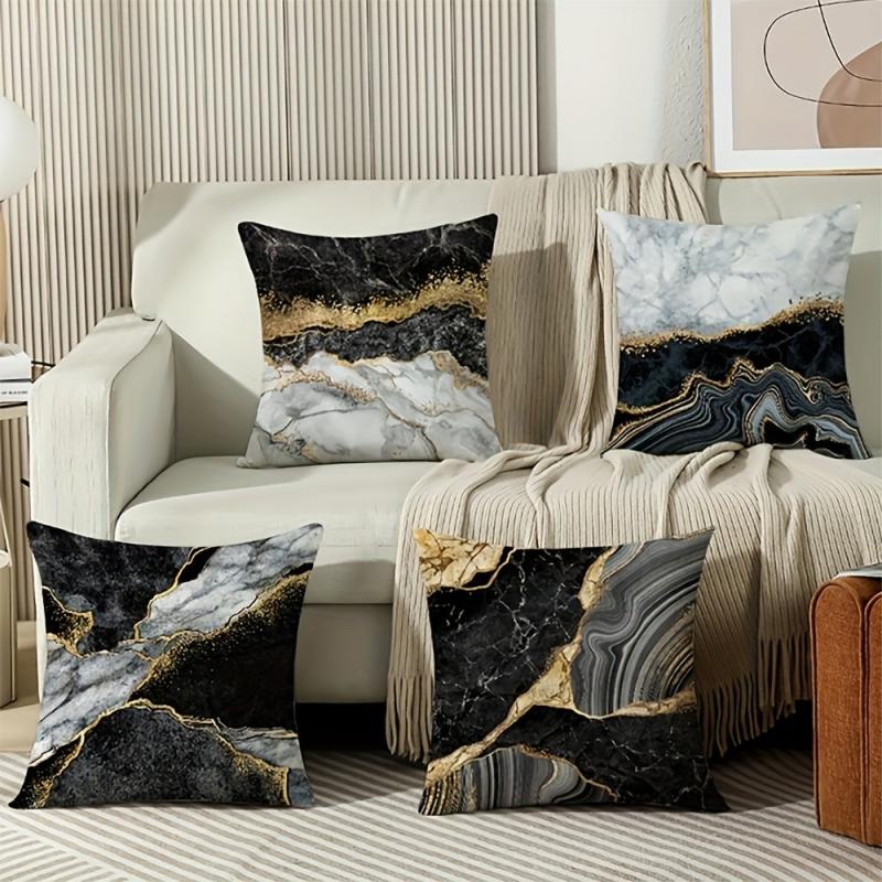 4pcs Marble Throw Pillow Covers 44 96 X 44 96 Cm Abstract Design