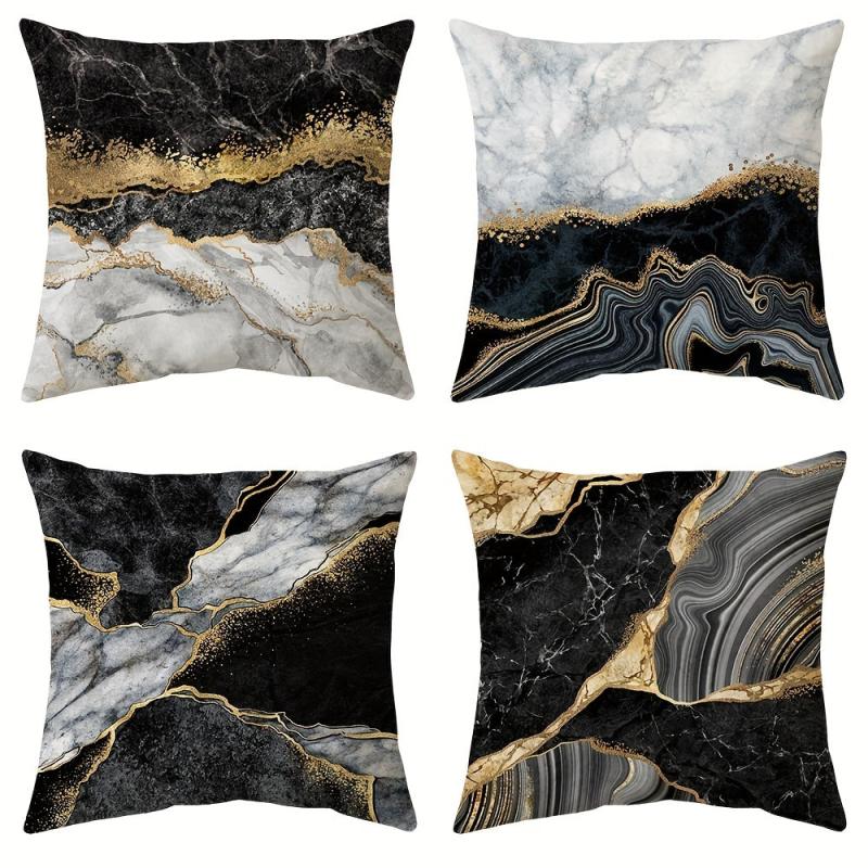 4pcs Marble Throw Pillow Covers 44 96 X 44 96 Cm Abstract Design
