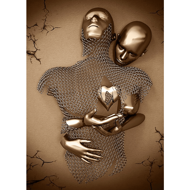 Abstract Love Pair Image Glitter Wall Print Canvas Art