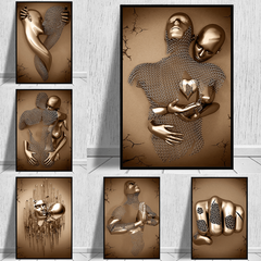 Abstract Love Pair Image Glitter Wall Print Canvas Art